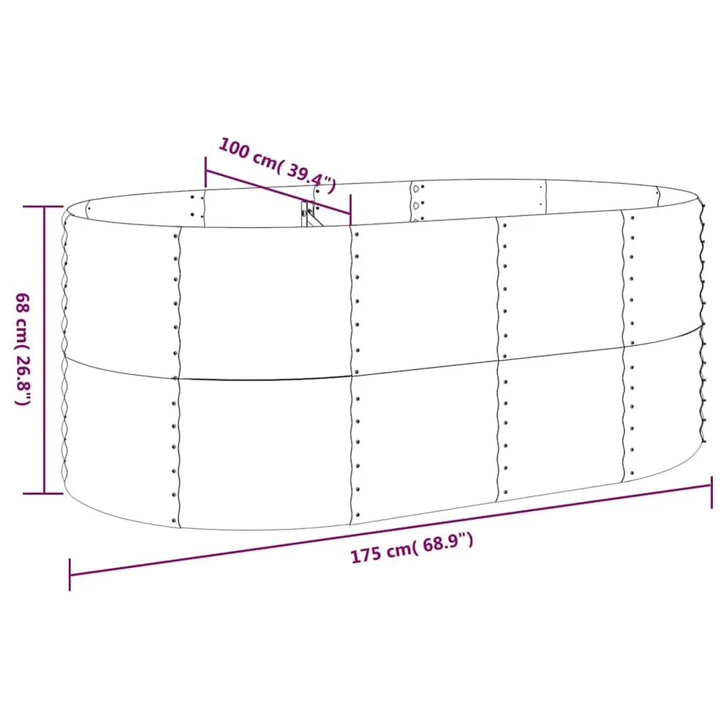 Raised Garden Bed Anthracite Steel Frame 175x100x68cm Weather Resistant Planter Box