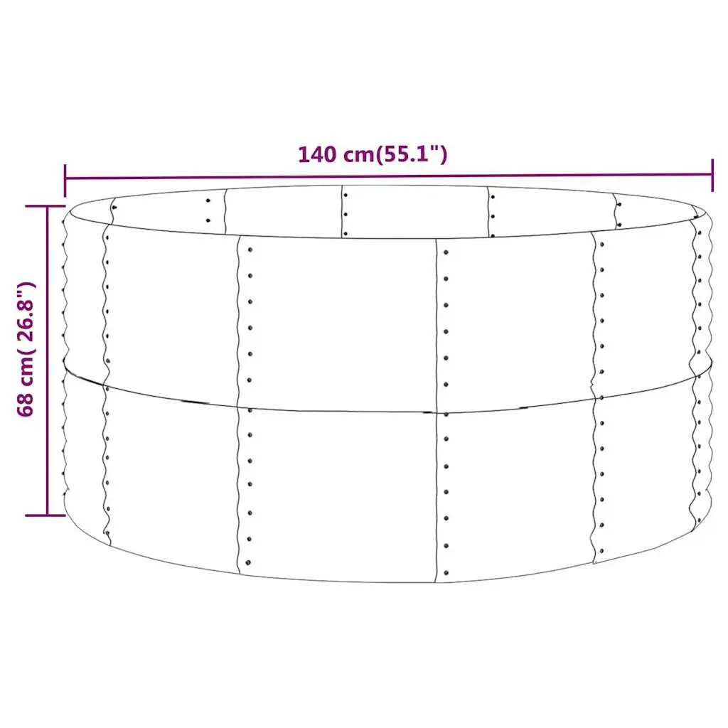 Garden Raised Bed Brown 140x140x68cm Galvanised Steel Frame