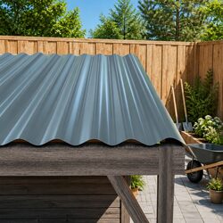 Metal Roof Panels 12 Pieces Galvanised Steel Grey Corrugated Shingles 60x36cm