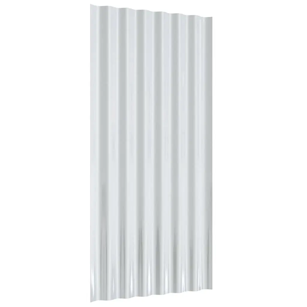 Metal Roof Panels Grey 80x36 cm Galvanised Steel 12 Piece Corrugated Sheets