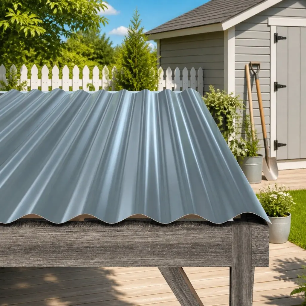 Metal Roof Panels Grey 100x36cm Corrugated Ribbed Sheets 12 Piece
