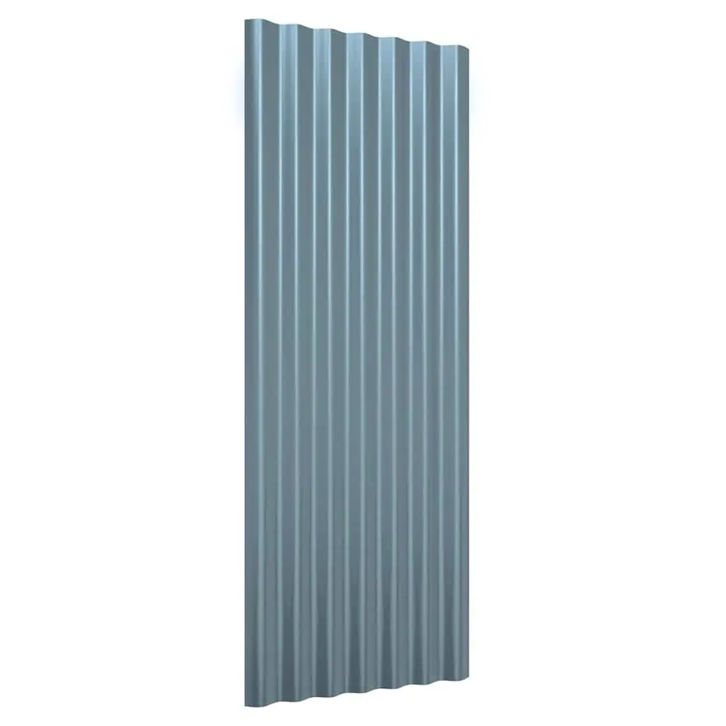 Metal Roof Panels Grey 100x36cm Corrugated Ribbed Sheets 12 Piece