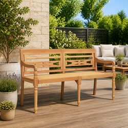 Stylish Wooden Outdoor Bench 150cm with Armrests