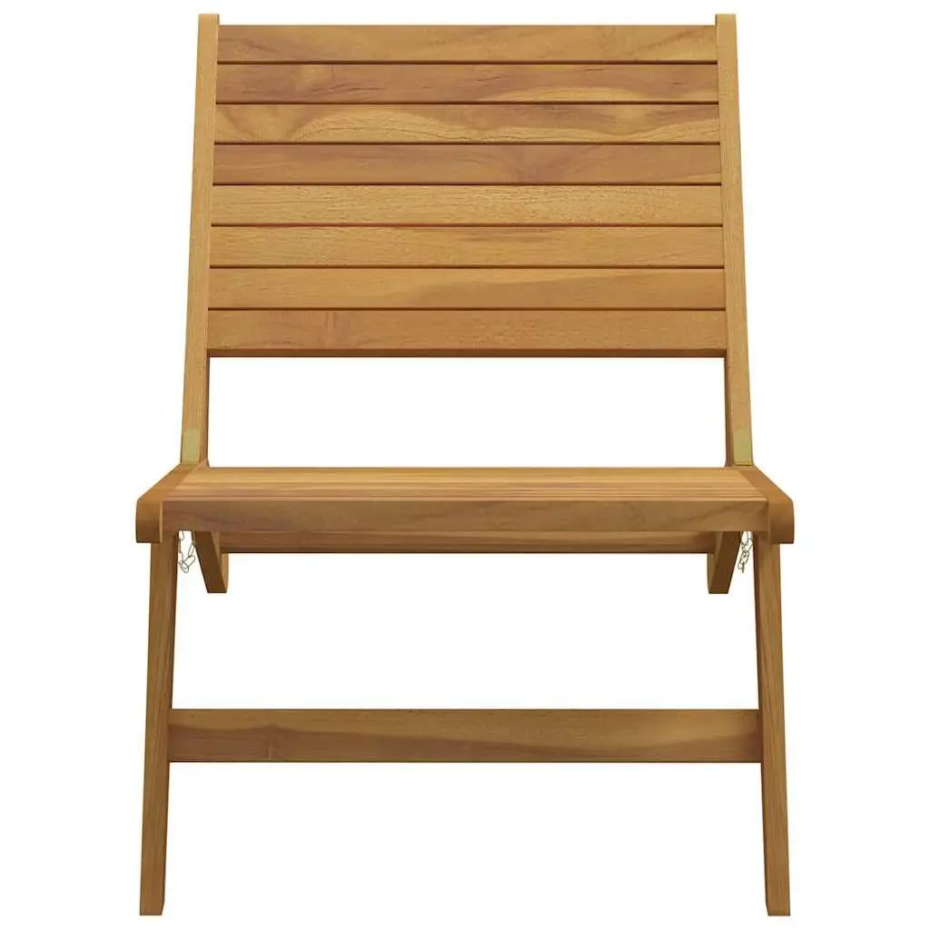 Outdoor Garden Chair Brown Solid Wood Teak Foldable Backrest