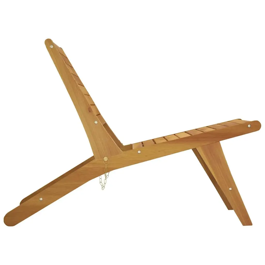 Outdoor Garden Chair Brown Solid Wood Teak Foldable Backrest