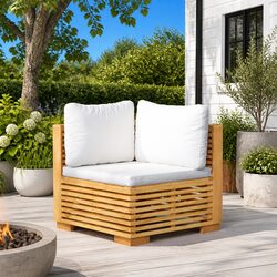 Outdoor Corner Sofa Sectional Garden Patio Seating with Cream Cushions Solid