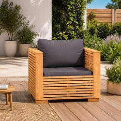 Outdoor Sofa Chair: Solid Teak Wood with Comfortable Cushions