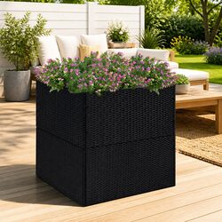 Compact and Sturdy Black Garden Planter Box 80x80x80 cm