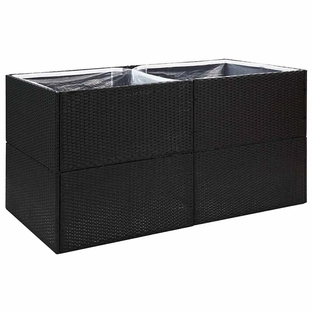 Garden Planter Box Black 157x80x80cm Outdoor Flower Bed Water-resistant PE Rattan with Open Bottom Drainage