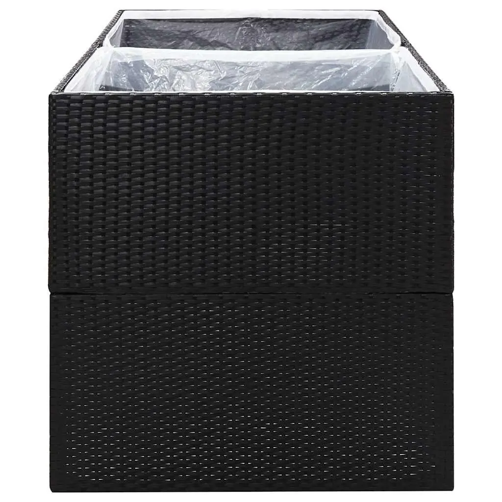 Garden Planter Box Black 157x80x80cm Outdoor Flower Bed Water-resistant PE Rattan with Open Bottom Drainage