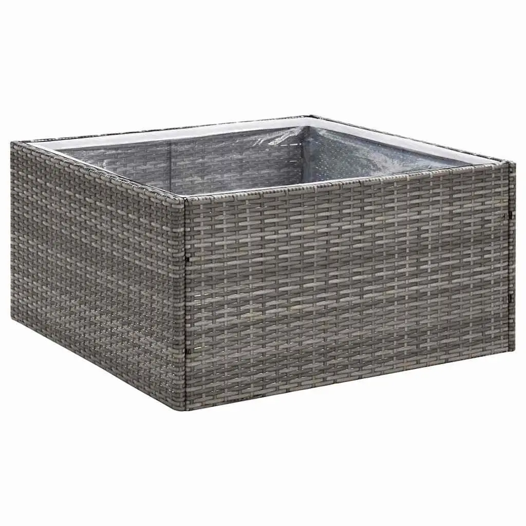 Garden Planter Grey 80x80x40cm Steel Frame Water Resistant PE Rattan