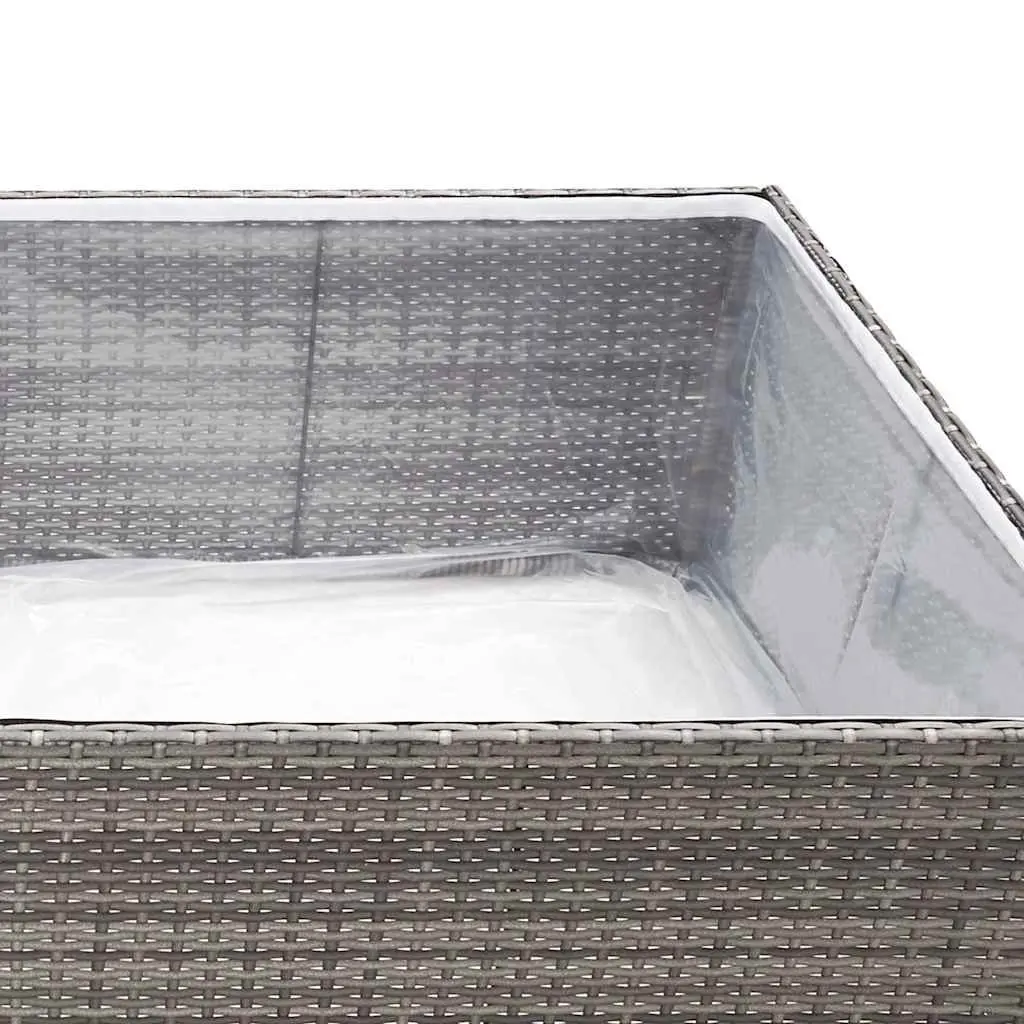Garden Planter Box Grey Poly Rattan Raised Bed Outdoor Flower Plant Container