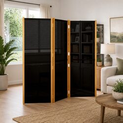 3-Panel Folding Room Divider in Black