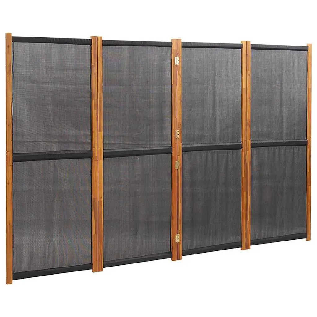 4-Panel Room Divider Black Folding Privacy Partition Indoor Outdoor