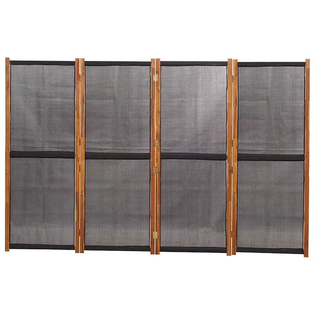 4-Panel Room Divider Black Folding Privacy Partition Indoor Outdoor