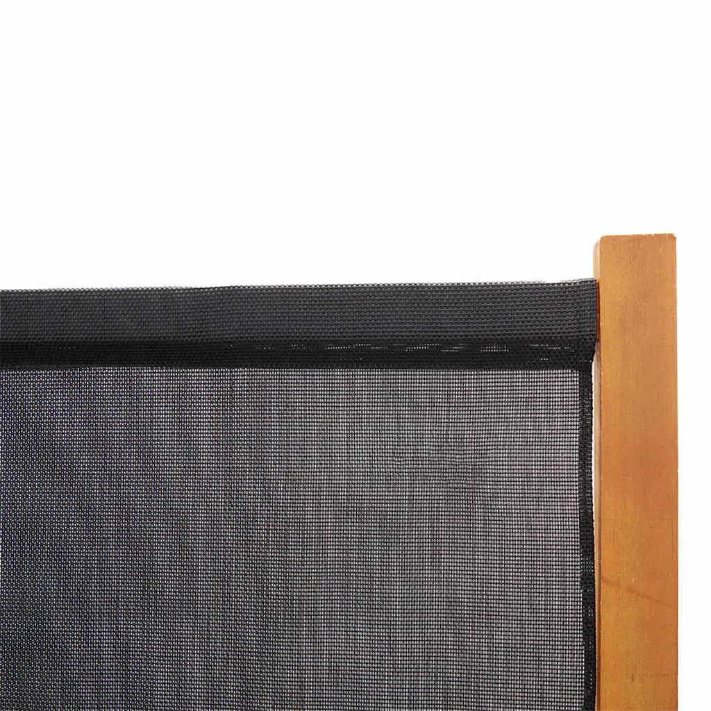 5 Panel Room Divider Black Foldable Privacy Screen for Indoor Outdoor Use 350 x 180 cm