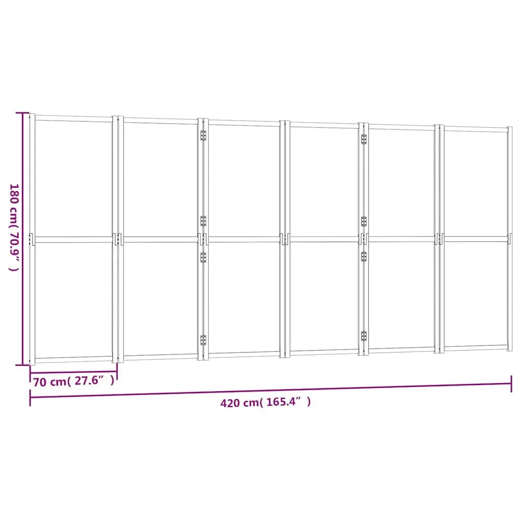6-Panel Room Divider Black Folding Privacy Partition Indoor Outdoor