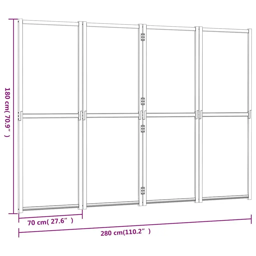 Cream Foldable 4 Panel Room Divider Screen Indoor Outdoor Privacy Partition 280x180cm