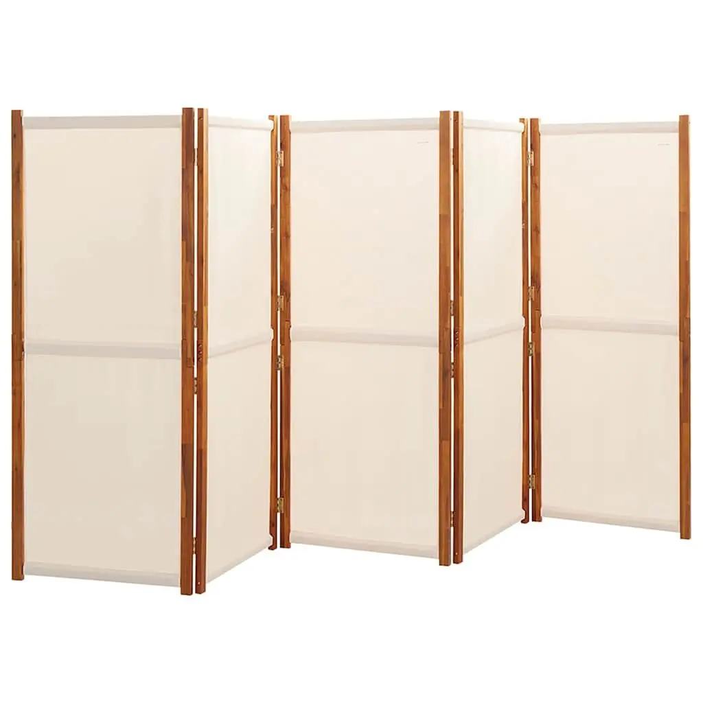 5 Panel Folding Privacy Screen Cream White Room Divider Portable Indoor Outdoor Use 350x180cm