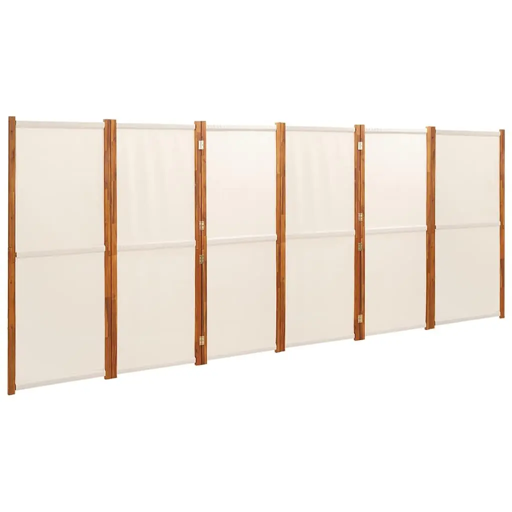 6-Panel Room Divider Cream Foldable Indoor Outdoor Privacy Partition