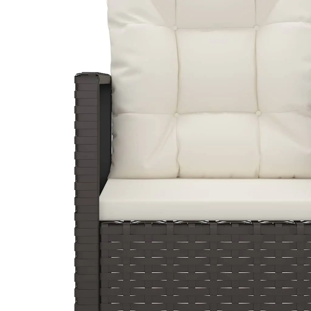 3 Piece Outdoor Lounge Set Black Poly Rattan Garden Furniture with Cushions