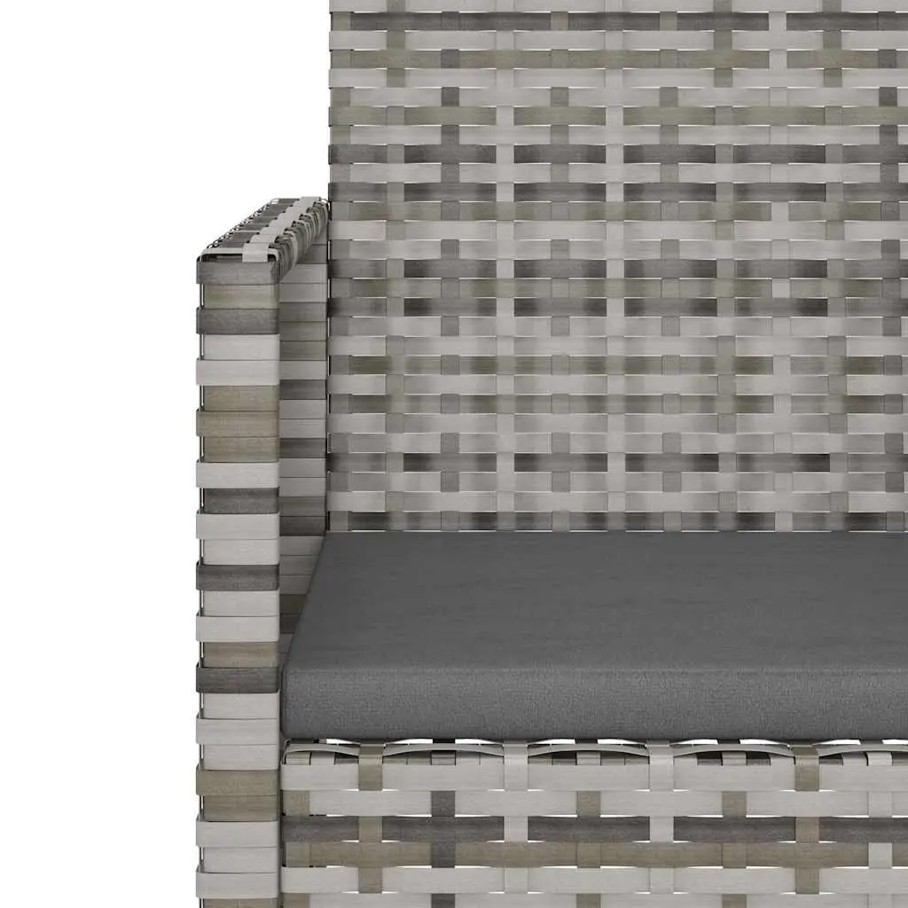 Outdoor Lounge Set Grey 4 Piece Poly Rattan Garden Furniture with Cushions