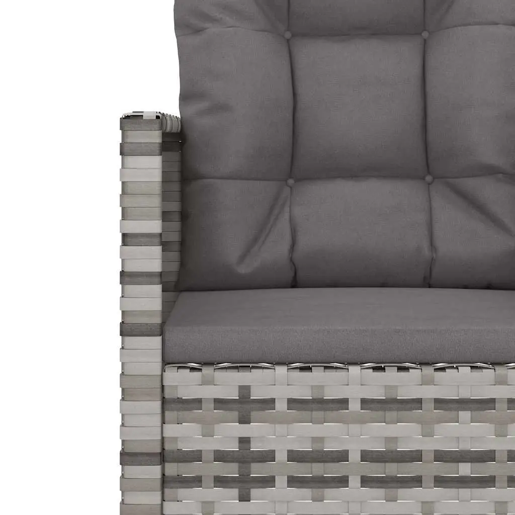 Outdoor Lounge Set Grey 4 Piece Poly Rattan Garden Furniture with Cushions