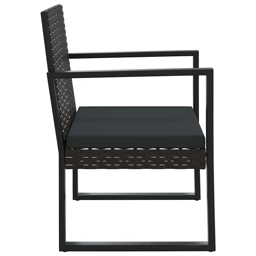 4 Piece Garden Lounge Set Black Poly Rattan Outdoor Patio Sofa with Cushions