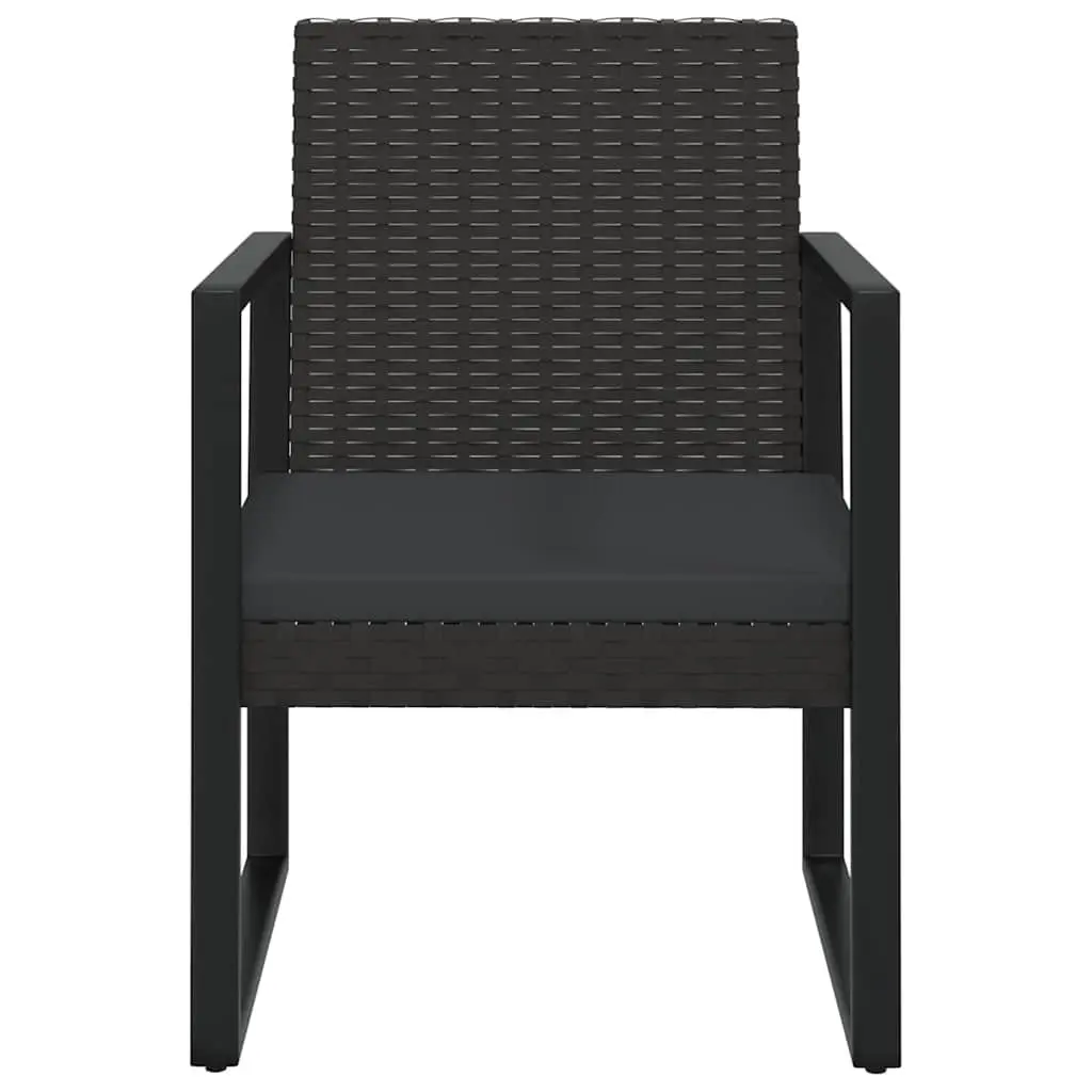 4 Piece Garden Lounge Set Black Poly Rattan Outdoor Patio Sofa with Cushions