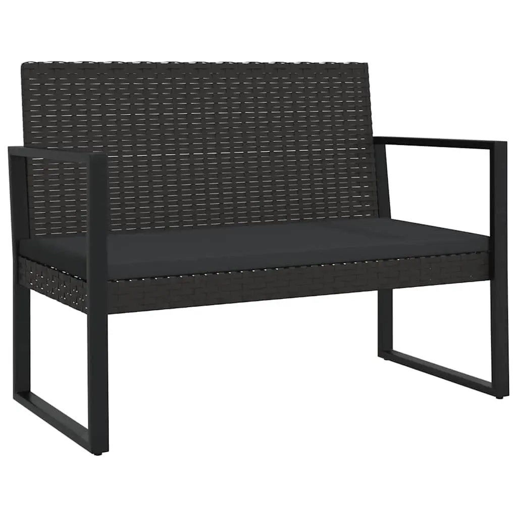 4 Piece Garden Lounge Set Black Poly Rattan Outdoor Patio Sofa with Cushions