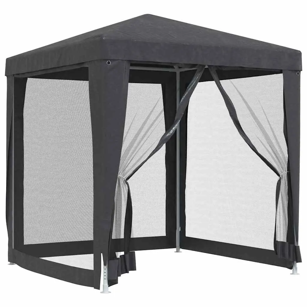 Party Tent Gazebo Anthracite 2x2m Heavy Duty Frame Mesh Sidewalls Zipper Entrance