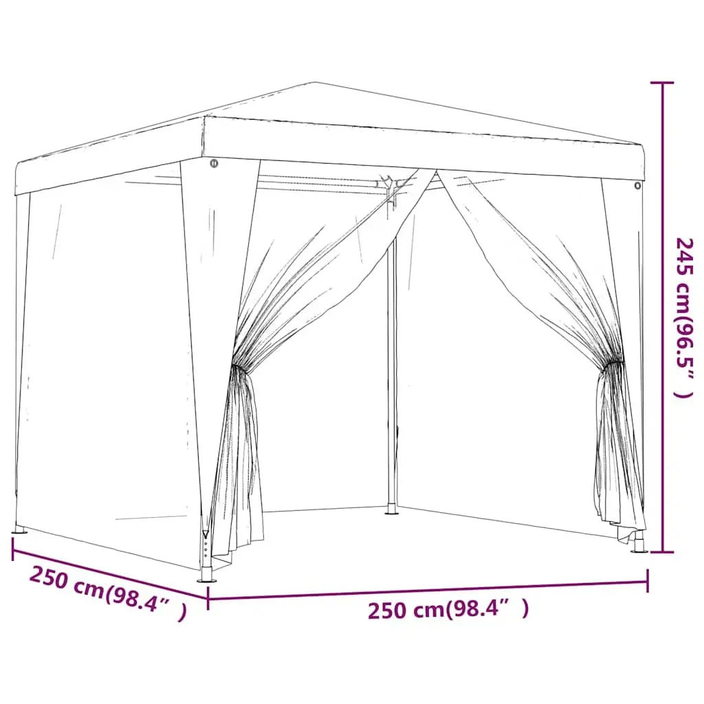 Party Tent Blue 2.5x2.5m Outdoor Gazebo Water-Resistant Roof Mesh Sidewalls