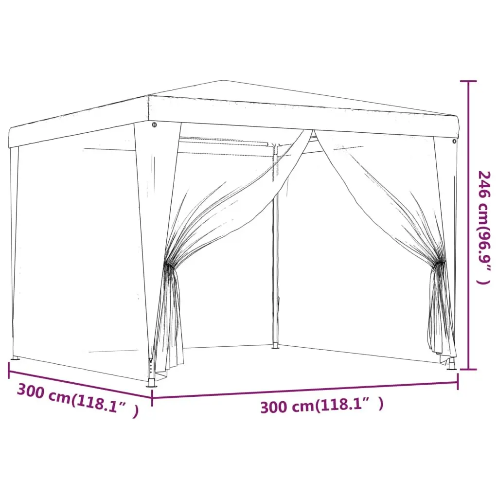 Party Tent Anthracite 3x3m Outdoor Canopy with Mesh Sidewalls