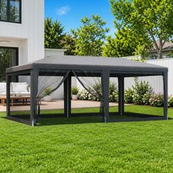 Party Tent Gazebo 6x4m Outdoor Marquee Mesh Sidewalls Garden Canopy Shelter