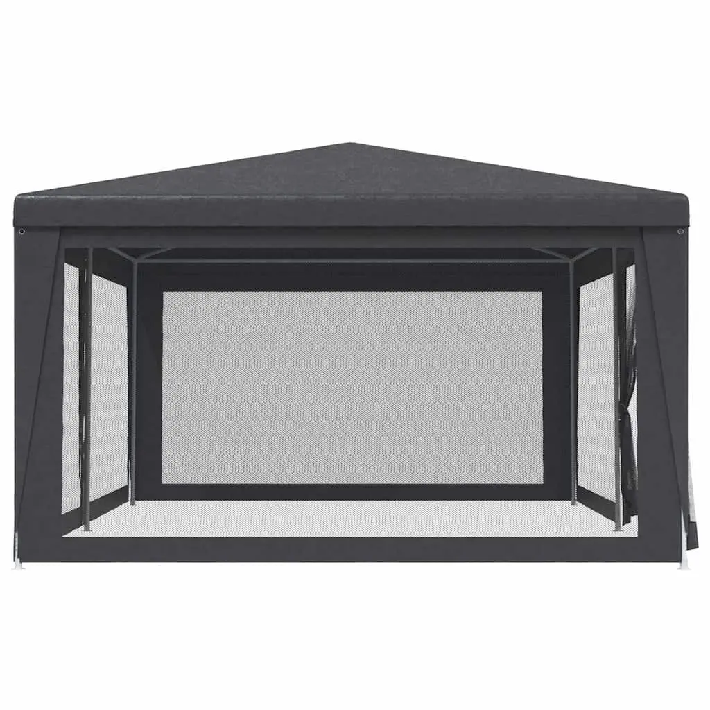 Party Tent Gazebo Anthracite 6x4m Heavy-Duty Iron Frame Water-Resistant HDPE Roof Mesh Sidewalls