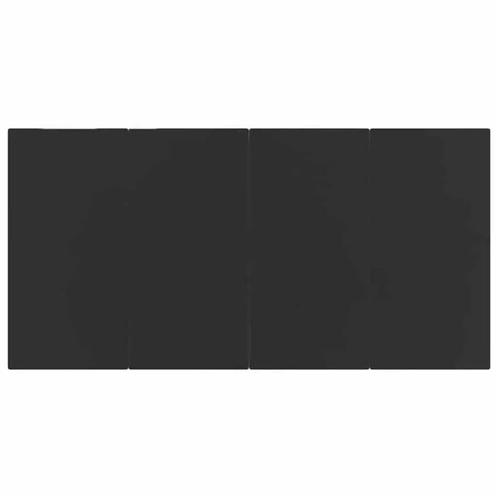 Garden Dining Table Black Outdoor Furniture Steel Tempered Glass 160x80x74cm