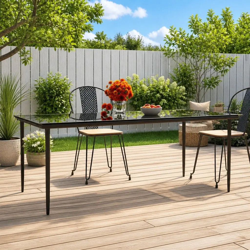 Black Garden Dining Table 200x100x74cm