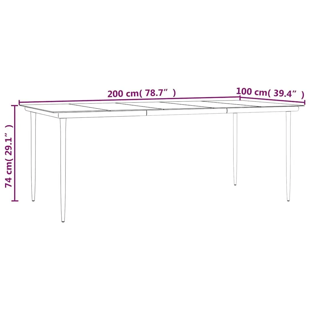 Black Garden Dining Table 200x100x74cm