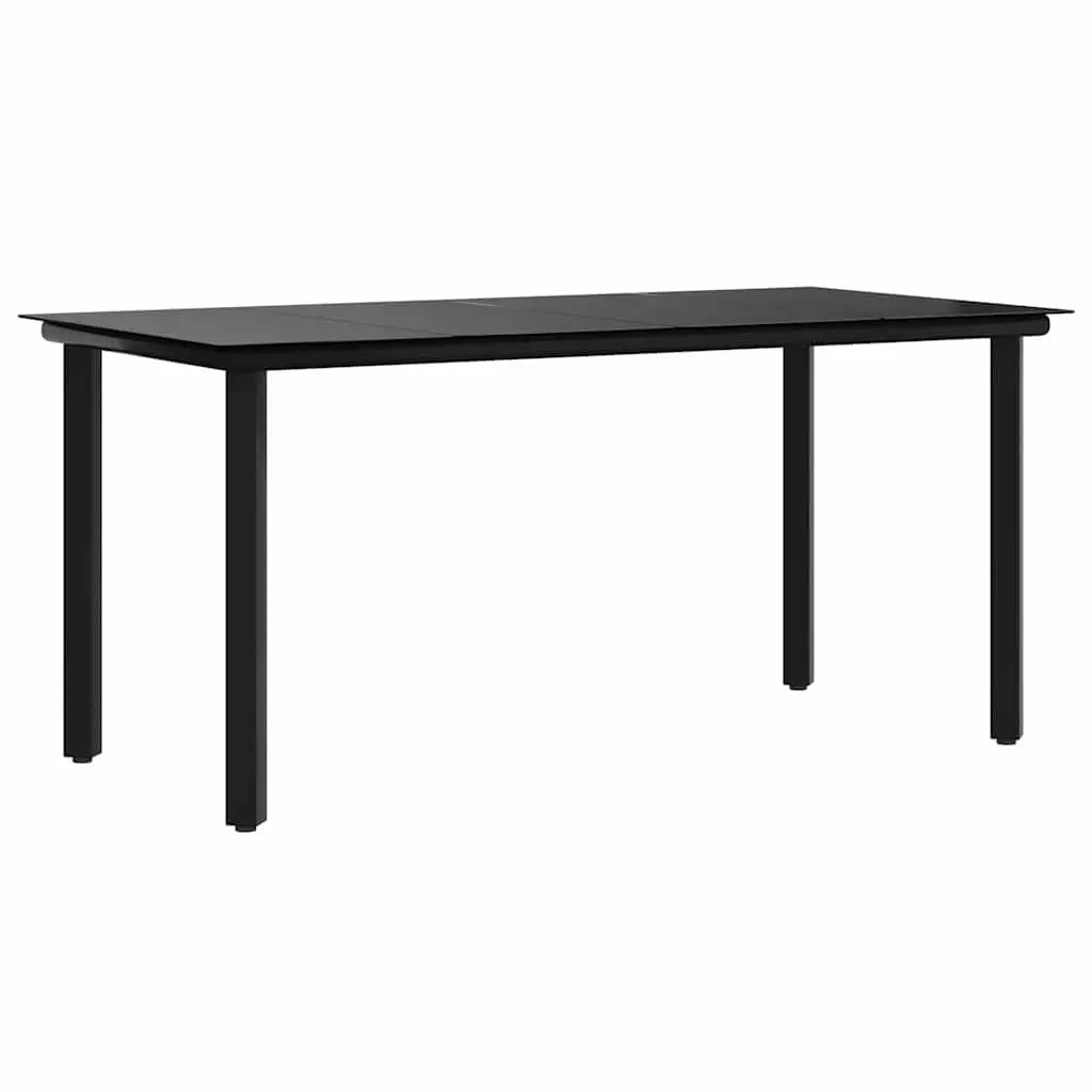 Garden Dining Table 160x80x74cm Black Outdoor Furniture Steel Frame Tempered