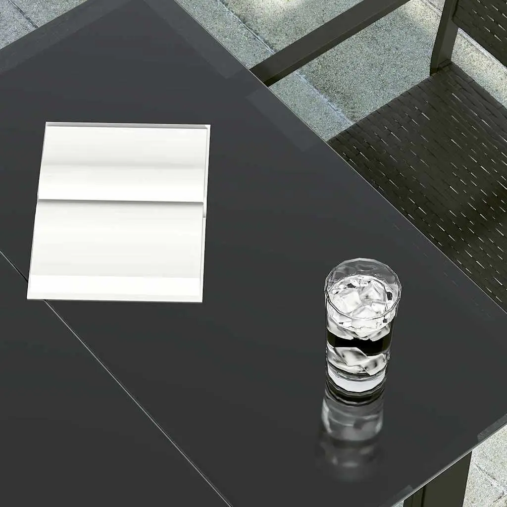 Garden Dining Table 160x80x74cm Black Outdoor Furniture Steel Frame Tempered