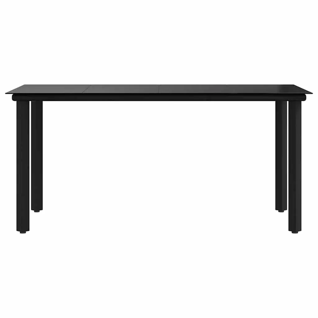 Garden Dining Table 160x80x74cm Black Outdoor Furniture Steel Frame Tempered