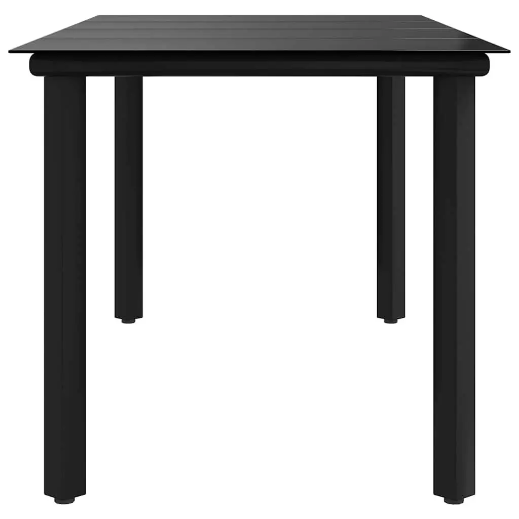 Garden Dining Table 160x80x74cm Black Outdoor Furniture Steel Frame Tempered