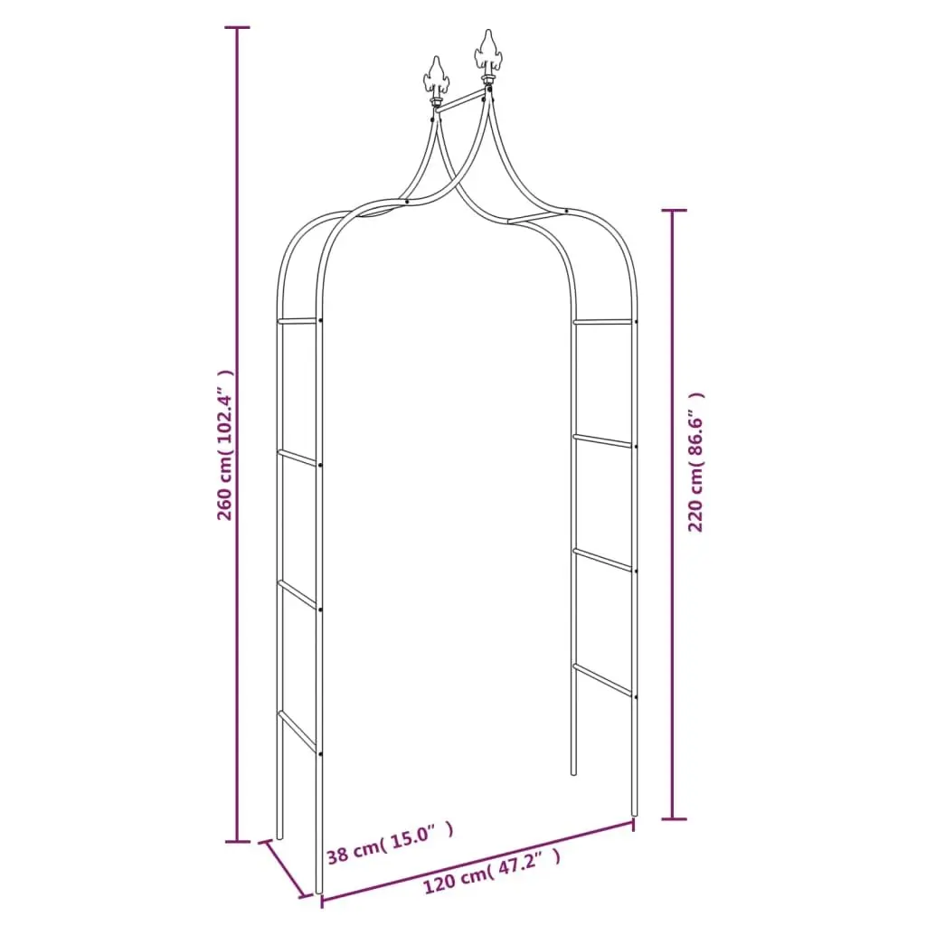 Garden Arch Black Steel Frame 2 Piece Outdoor Pergola Trellis Climbing Support