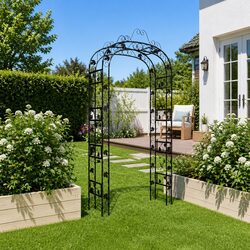 Compact Black Steel Garden Arch 116x45x240cm for Climbing Plants