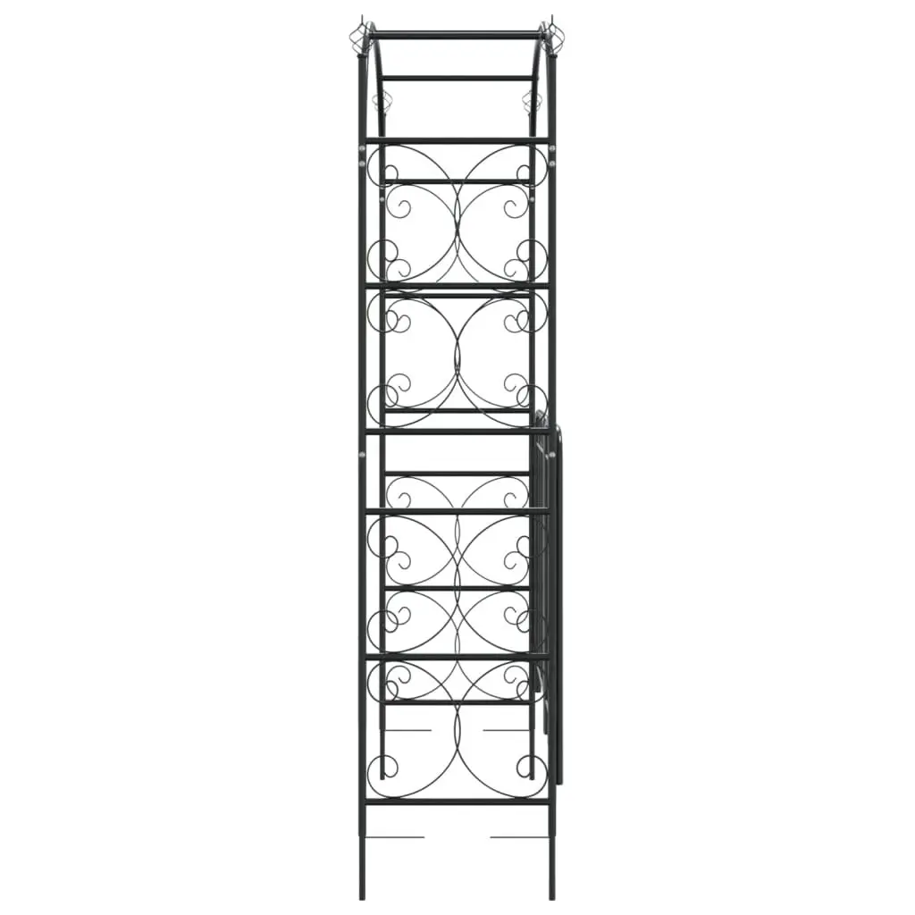 Garden Arch Black Steel 108x45x235cm Integrated Gate Durable Trellis Arbour Structure