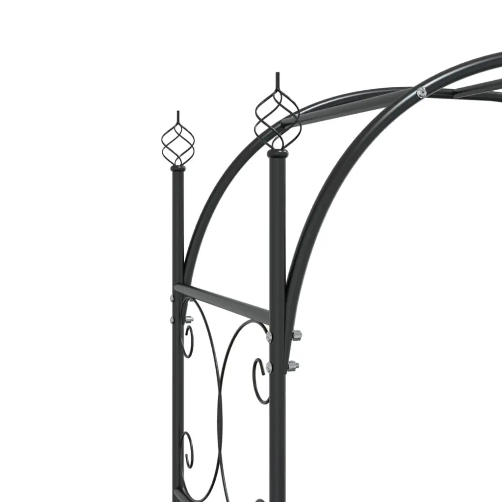 Garden Arch Black Steel 108x45x235cm Integrated Gate Durable Trellis Arbour Structure