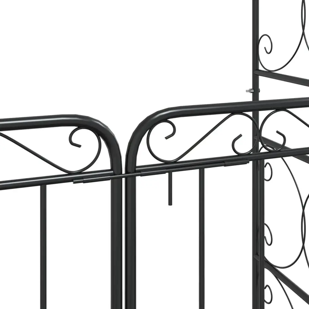 Garden Arch Black Steel 108x45x235cm Integrated Gate Durable Trellis Arbour Structure