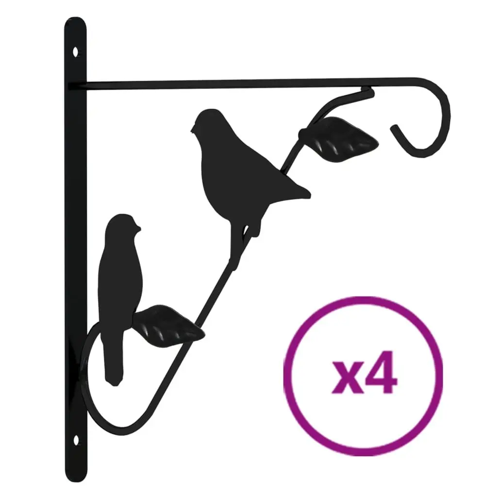 Hanging Basket Brackets Black Steel 4 Piece Durable Weather Resistant Garden Patio