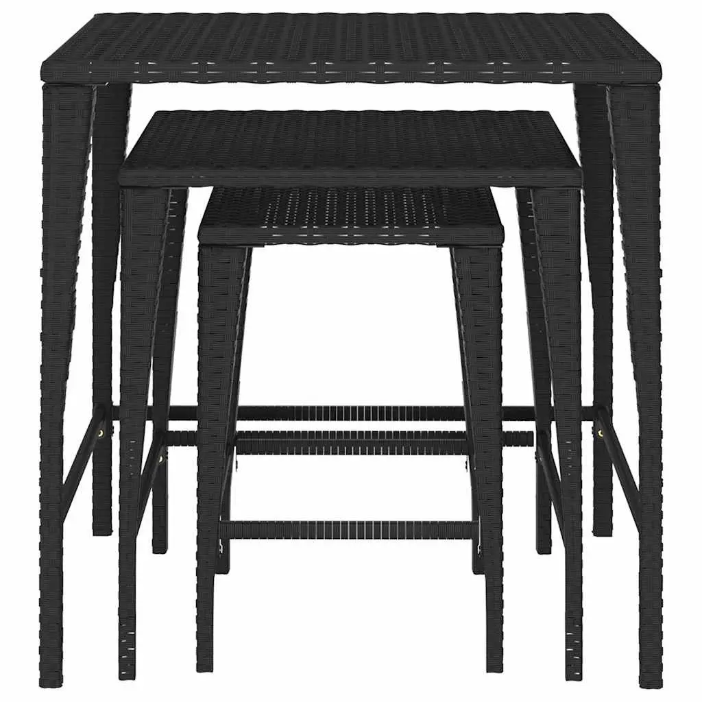 Nesting Tables Set Black 3 Piece Stackable Storage Coffee Table