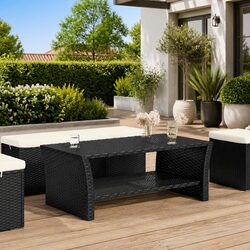 Compact Black Coffee Table for Garden Use